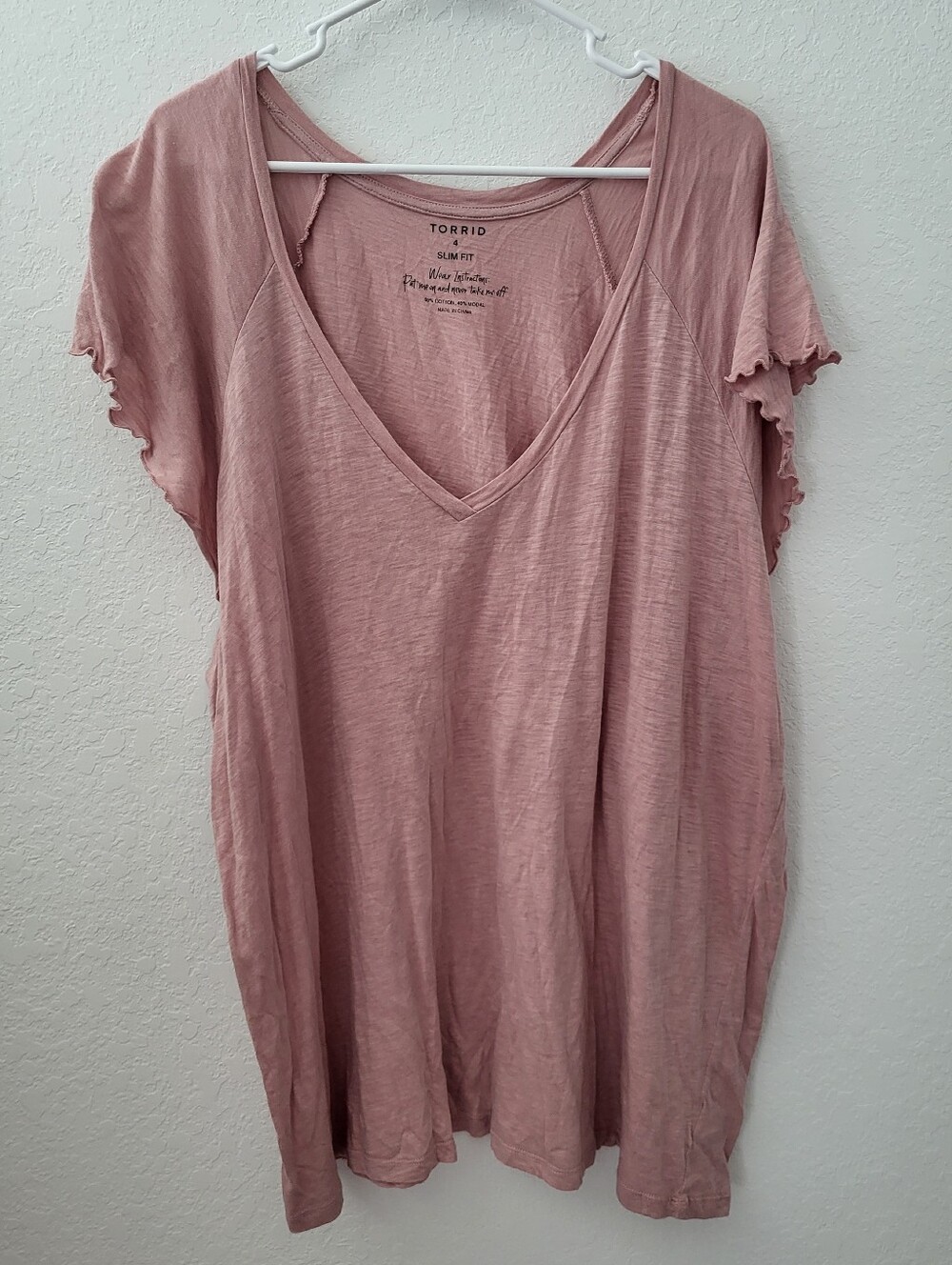 Torrid Women’s Cotton Modal Slub V-Neck Raglan Flutter